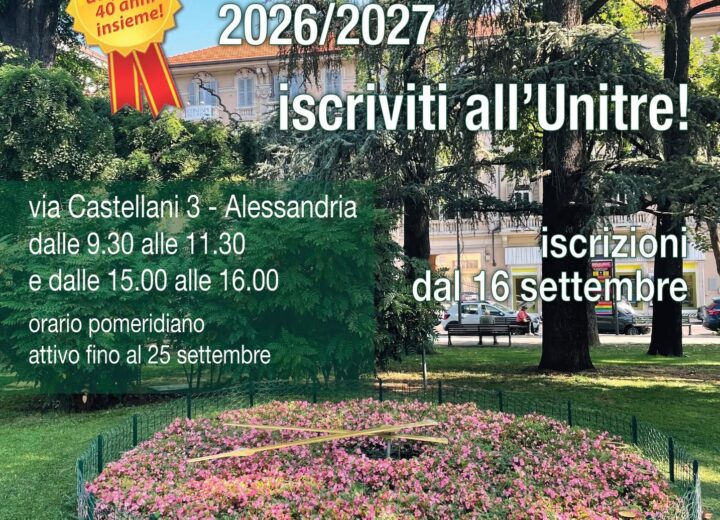 UniTre Alessandria: aperte le iscrizioni per l’anno accademico 2026-2027
