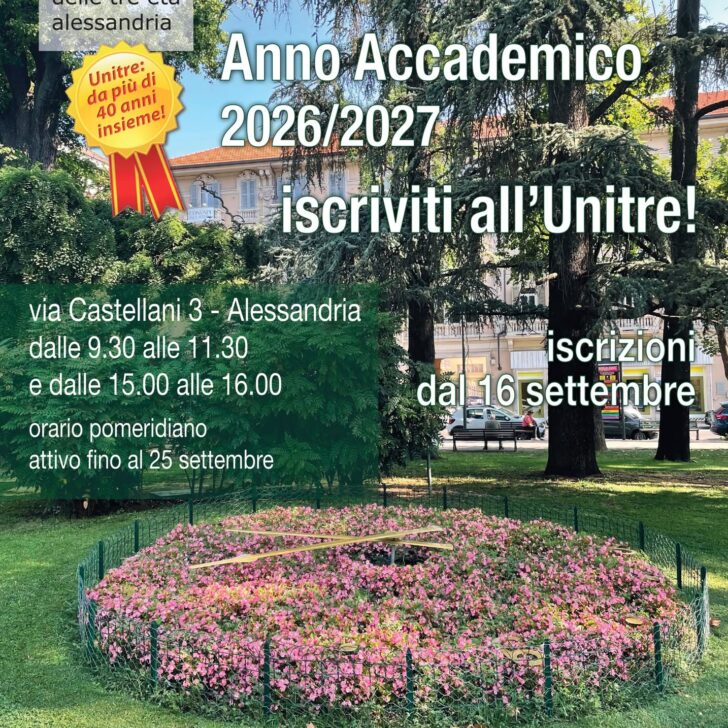 UniTre Alessandria: aperte le iscrizioni per l’anno accademico 2026-2027
