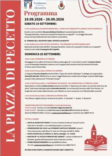 Festival letterario “La piazza di Pecetto”: il 19 e 20 settembre libri, cammini e cultura nel cuore del paese
