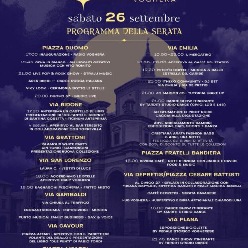 Notte Bianca e Notte della Cultura, Voghera in festa tra musica, cultura e spettacoli