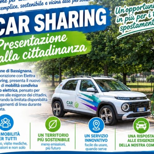 A Bassignana l’auto elettrica condivisa: “Un modo per far fronte ai problemi con il trasporto pubblico”