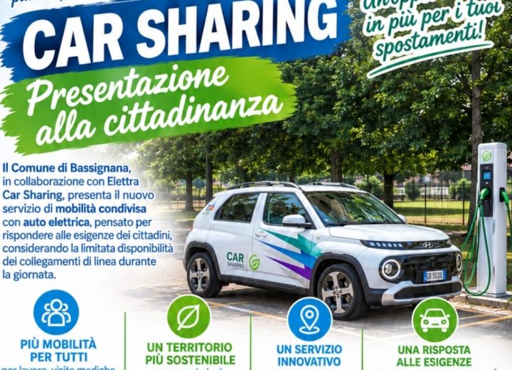 A Bassignana l’auto elettrica condivisa: “Un modo per far fronte ai problemi con il trasporto pubblico”