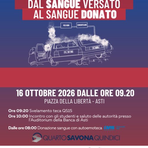 “Dal sangue versato al sangue donato”: ad Asti la teca con l’auto della scorta di Falcone
