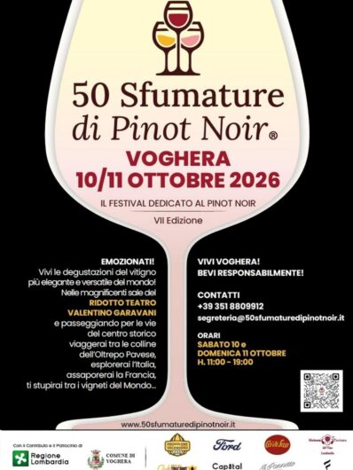 Voghera capitale del Pinot Nero: torna “50 Sfumature” con 99 etichette da tutto il mondo