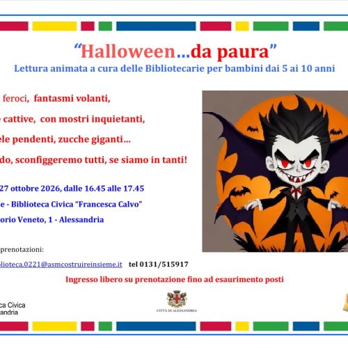 Halloween in biblioteca ad Alessandria: martedì letture da brivido per i bambini