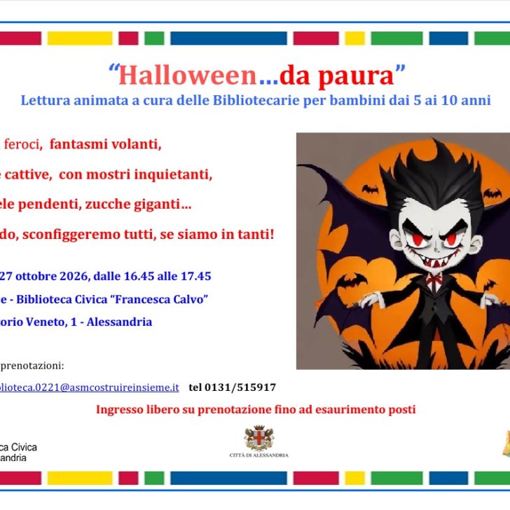 Halloween in biblioteca ad Alessandria: martedì letture da brivido per i bambini
