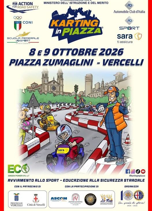 “Karting in Piazza” a Vercelli: giovedì e venerdì la nona tappa del tour 2026
