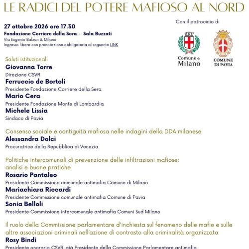 Mafie al Nord: anche Pavia al convegno di martedì a Milano con il sindaco Lissia